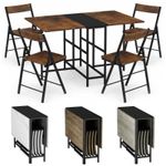 5 Piece Folding Dining Table and Chairs Set Drop Leaf Space Saving Small Kitchen