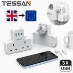 2 Way UK to European Travel Plug Adapter with 3USB Port for Germany Turkey Spain