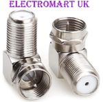 2 X 90 DEGREEE F PLUG RIGHT ANGLE SATELLITE SKY VIRGIN CONNECTORS ADAPTORS
