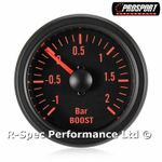 52mm Red Traditional Black Face Turbo Boost Pressure Gauge Kit - Bar 