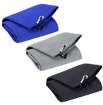 Microfibre Golf Towel Waffle With Clip Black Cleaning Club Ball Cleaner 30*50cm