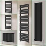 Black Flat Panel Bathroom Designer Radiator Towel Rail Central Heating Rads UK