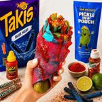 Takis Blue Heat Chamoy Candy Pickle kit(Chips +Gusano+Tajin+pickle +Fruit rolls)