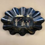 Japanese Display Bowl Dish Tray Table Centrepiece Black Lacquered Wood Oriental