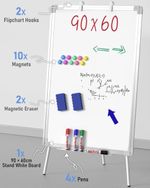 Magnetic Whiteboard Flip 90x60cm Tripod Stand Adjustable Height – Slight Damage