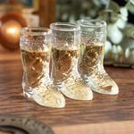 Cowboy Boot Shot Glass Set Bar Drinkware Gift