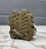 Japanese Antique Bronze Brass Box Kanji Mark design with Turtle Meiji 19th FINE