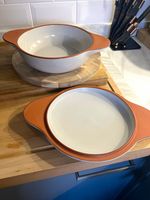 Jamie Oliver Ceramic Oval Casserole Dish with Lid 2-Piece White/Brown
