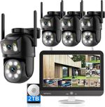 [ 4MP+2TB Hard Drive ] Wireless Security Camera System with 12" Monitor 16CH NVR