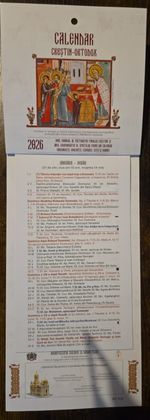 Calendar Ortodox mic  2026 pentru perete UK