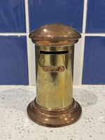 Vintage Trench Art Style Brass and Copper Hand Made Money Box Post Box