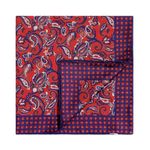 Men's 100%Silk Twill Handkerchief Red Blue Paisley Vintage Pocket Square 21"53cm