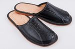 Men`s Leather Slippers 100%Black Natural Leather size:UK 6,7,8,9,10,11,12