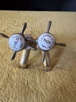 H.E.RUDGE.&CO.LTD. 1901 Traditional Brass Antique Victorian Basin Taps Pair GC