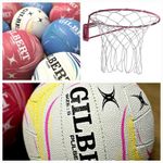 Gilbert Netball PULSE Training Balls & Hoop Set Wall Mounted Ring x 3 Sz 5 Balls