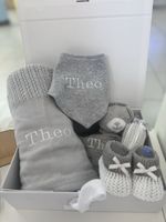 Personalised Baby Hamper, Grey, Pink Or Blue