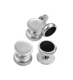 Set of 4 Dress Shirt Studs 925 Sterling Silver Set With Onyx