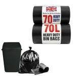 70L Heavy Duty Black Bin Bags 30 Micron – Strong Rubbish Sacks on Rolls | 50–500