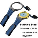 Canvas Nylon Strap + Stainless Steel Case For Swatch X AP Royal POP Pocket Watch