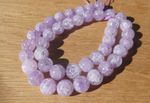 Lavender Amethyst Crackle Effect Smooth 10mm Round Gem Beads, Strand Approx 15"
