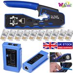 RJ45 EZ Pass Through Crimping Tool Crimper Kit + 10 Connectors LAN Cat 5 5e 6 6a