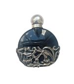 Small Antique Black Glass and Silver Perfume Bottle