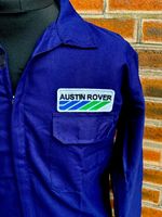 Retro Austin Rover Badged Zip Front Navy Boiler Suit Polycotton Size XL 46-48"