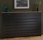 Black Radiator Cover - Large with Three Drawers 1500mm MDF Rectangular