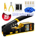 RJ45 Crimp Tool Kit Pass Through Ethernet Cat6 Cat5 Cat5e with 50PCS Connectors