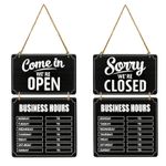 1Pc Opening Hours Sign Double Sided Open and Closed 60 cm x 25 cm, Black