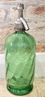 Vintage French Green Soda Syphon Glass Bottle
