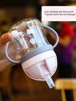 Baby Cup with Straw Bottle Drinking Water Kids Sippy Cup Handle Toddler Feeder
