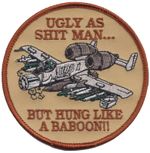 A-10 Thunderbolt II Baboon Embroidered Patch Badge - LAST FEW