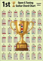 1st Guitar Open G Tuning Chord Chart Standard 84 Chords A5 Double Sided