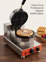 Heavy Duty Commercial Round Belgian Waffle Maker Iron Stainless Steel