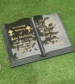 PERSONALISED HEADSTONE OPEN BOOK BIBLE GRAVE PLAQUE GRAVESTONE  FLAT HEADSTONE
