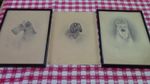 3 H W Hellings original graphite Drawing 1873-1948 terrier spaniel shepherd
