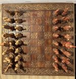 Hand-Made & Painted Artisanal "Mythical" Chess Set Signed MJK Large 57cm Board