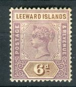 Leeward Islands SG5 1890 QV 6d dull mauve & brown MH toning
