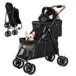 4 Wheel Pet Stroller,Single/Double Pet Stroller for Small Dogs,Foldable Cat Pram
