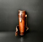 Antique Hunting Flask in Leather Case with Silver Collar by George Unite 1902