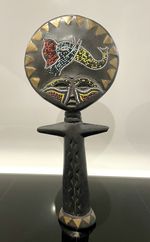 African Hand Carved & Beaded Wooden Tribal Fertility Doll - 32cm Tall