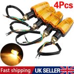 4x Universal Motorcycle Motorbike Turn Signal Indicators Light Lamp Amber UK