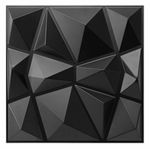 3D PVC Decorative Wall Panelling Panel, Black Matte Geometric Textured 50x50cm