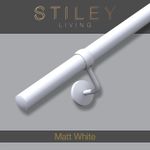 Matt White Stair Handrail Wall Mounted Indoor Steel Banister Kit with Brackets
