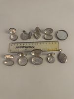 Lot Vintage Sterling Silver pendant mirror Pill Box Trinket Snuff Case 925