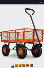 SUPERHANDY Steel Garden Cart Trolley 4 Wheel 400lb 6cu ft 10in Pneumatic (Green)