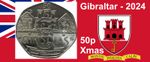 Gibraltar coin 50p pence UNC 2024 Xmas Christmas Snow merry buildings cold