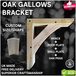 Oak Gallows Bracket - Custom Size - UK Made - Brace, Oak Pegs, Roof & Wall Plate