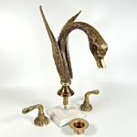 Vintage Sherle Wagner style Brass Swan Faucet Sink Tub Fixture & Handles